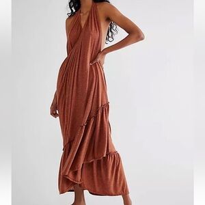 Free People Rust Halter Maxi Skirt Dress